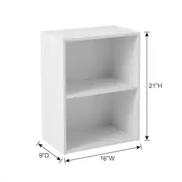 FurniFact - Wooden 2-Tier Open Shelf Closet and Clothing Storage Organizer - White