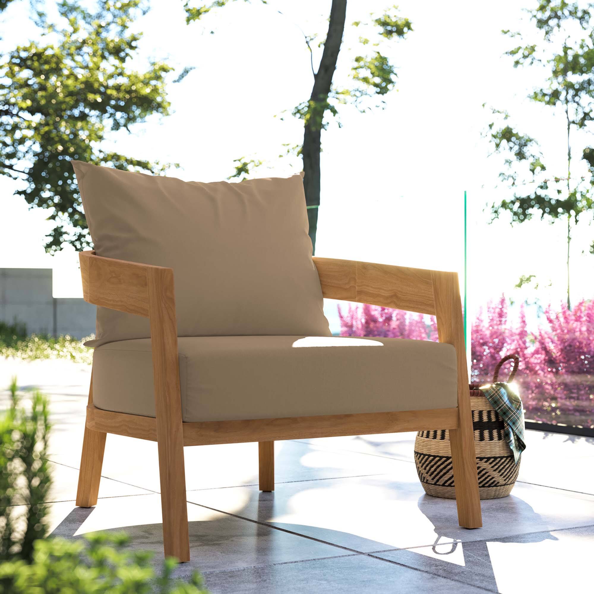 Alt View 6. Modway - Brisbane Teak Wood Outdoor Patio Armchair by Modway - Natural Light Brown.