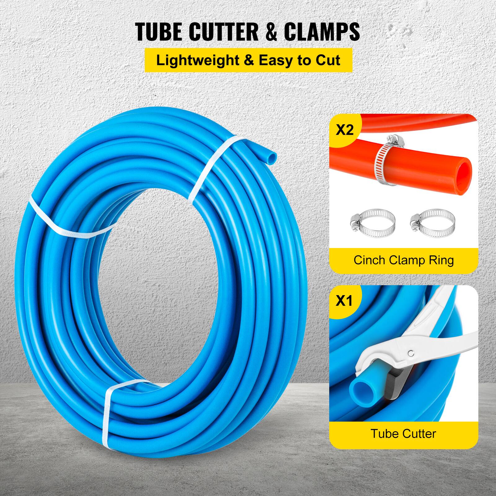 TUBE CUTTER & CLAMPS  
Lightweight & Easy to Cut  

X2 Cinch Clamp Ring  
X1 Tube Cutter