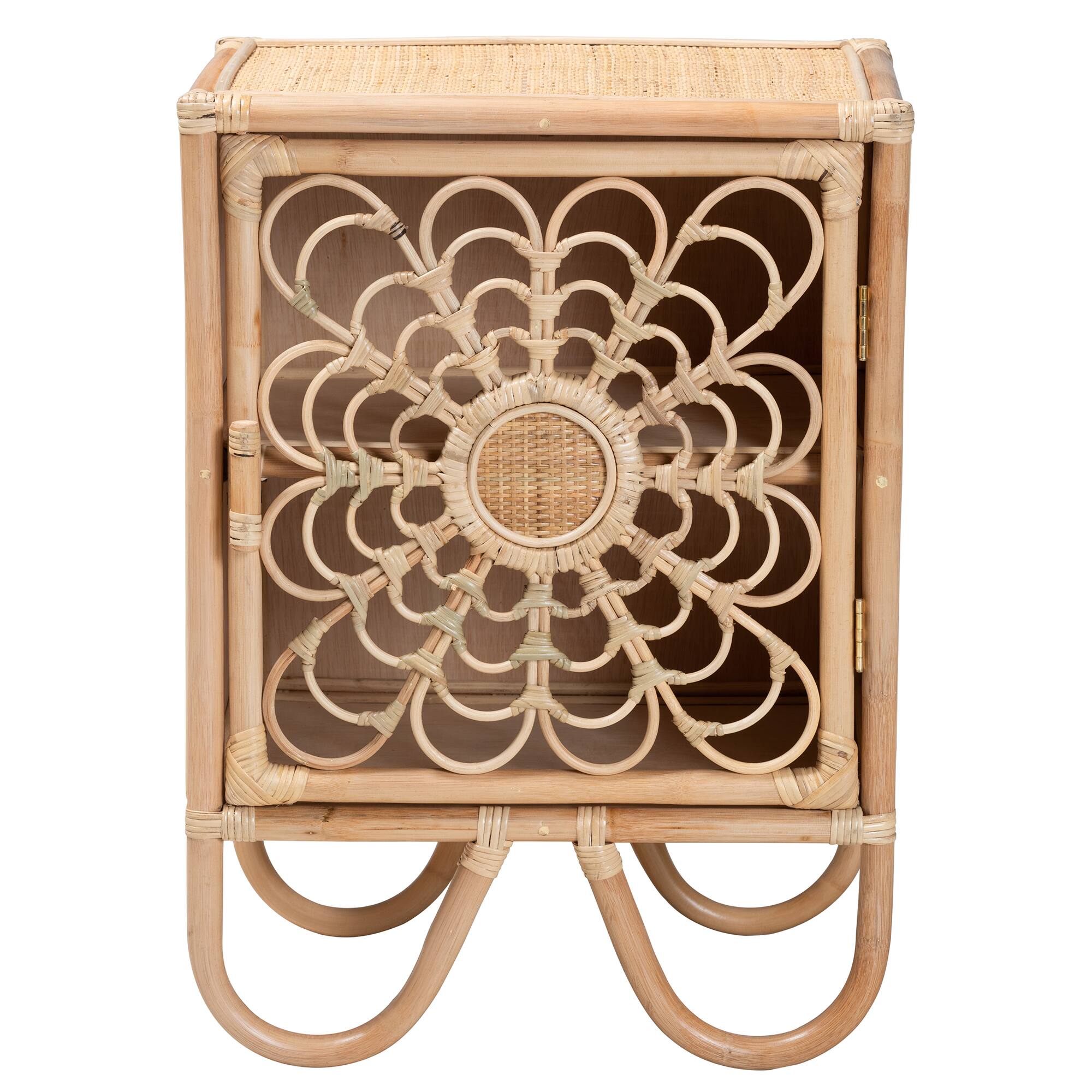 Left. bali & pari - Acelin Modern Bohemian Rattan Nightstand - Natural Brown.