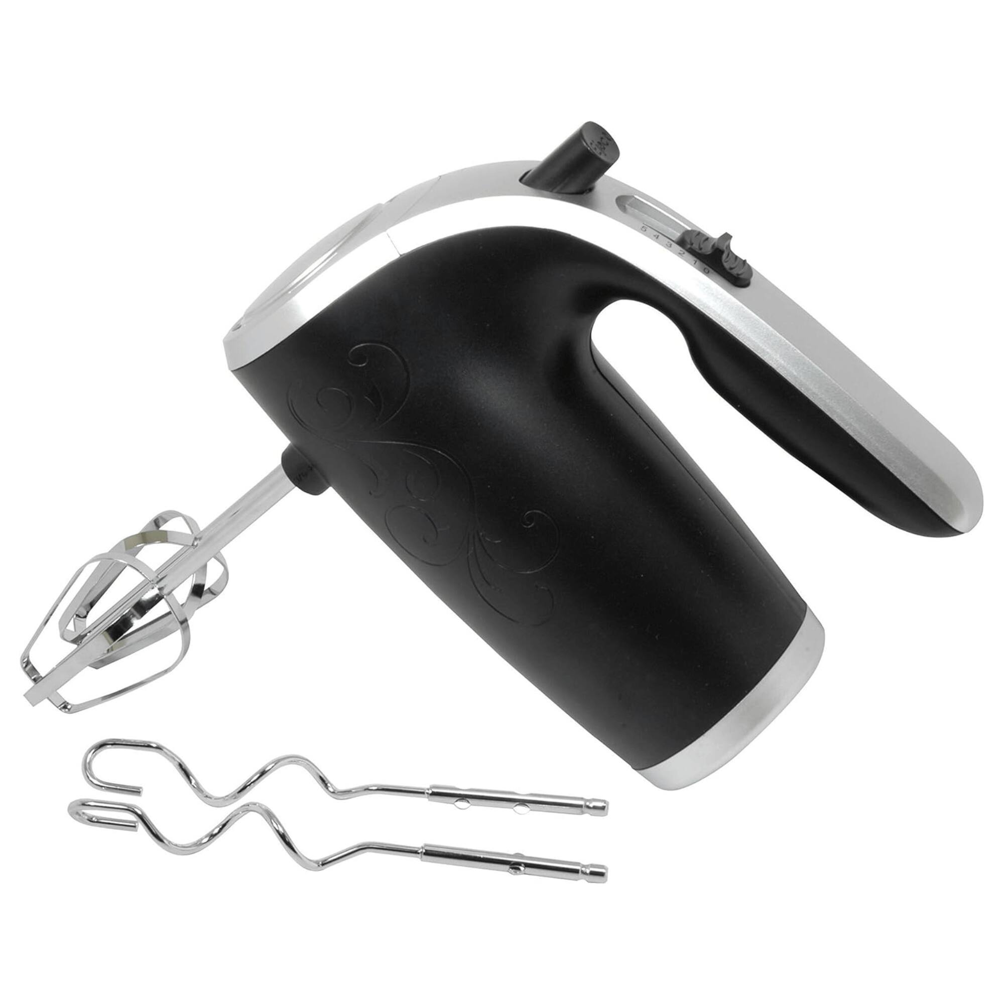 Better Chef - 5-Speed 150W Hand Mixer with Silver Accents and Storage Clip - Black