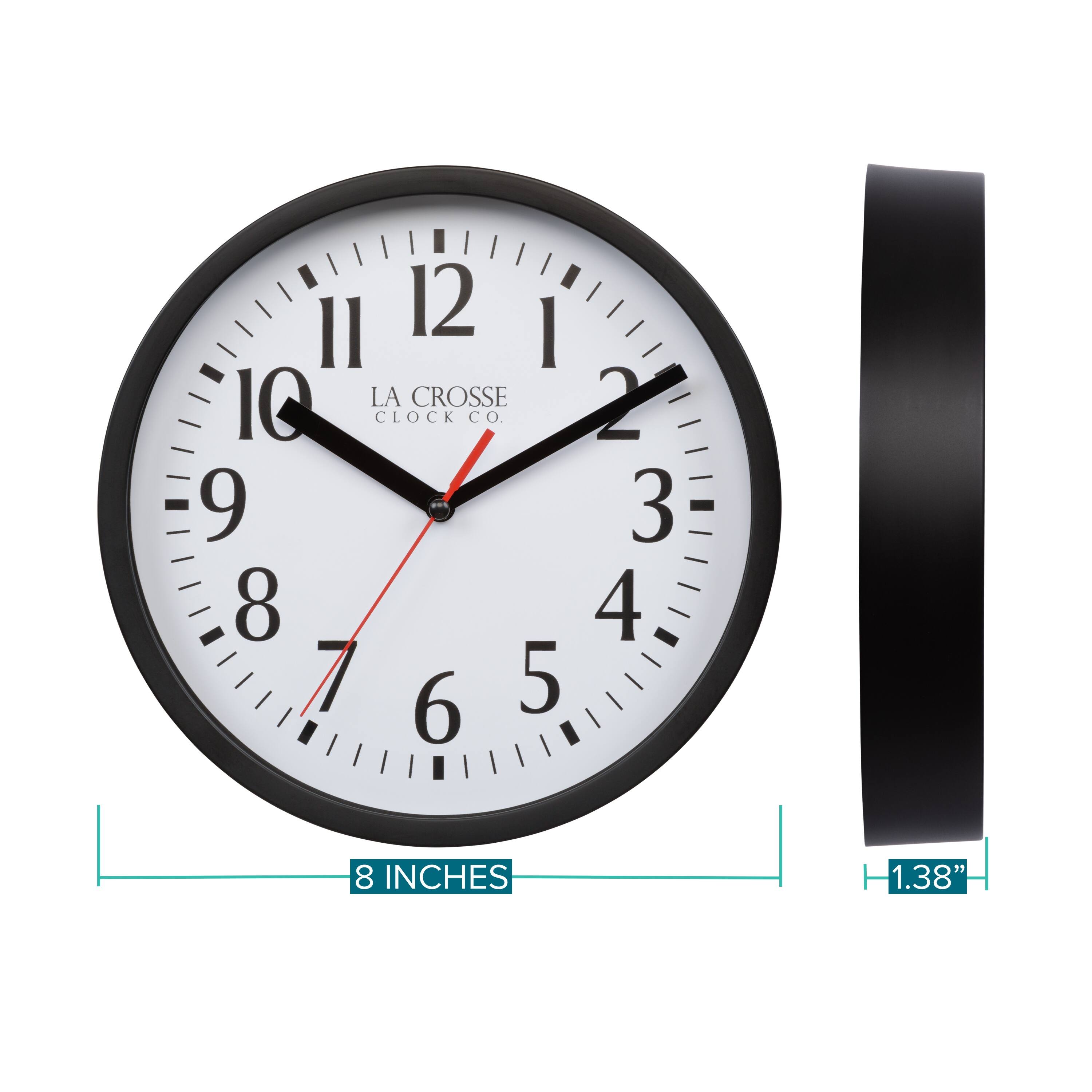 II 12 I 10 LA CROSSE CLOCK CO. 9 8 7 6 5  
2 3 4  
8 INCHES  
1.38"