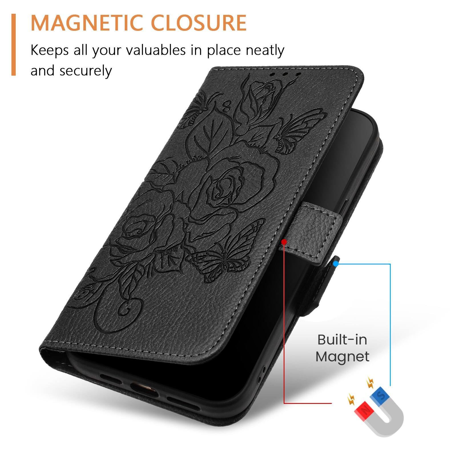 MAGNETIC CLOSURE  
Keeps all your valuables in place neatly and securely  

Built-in Magnet