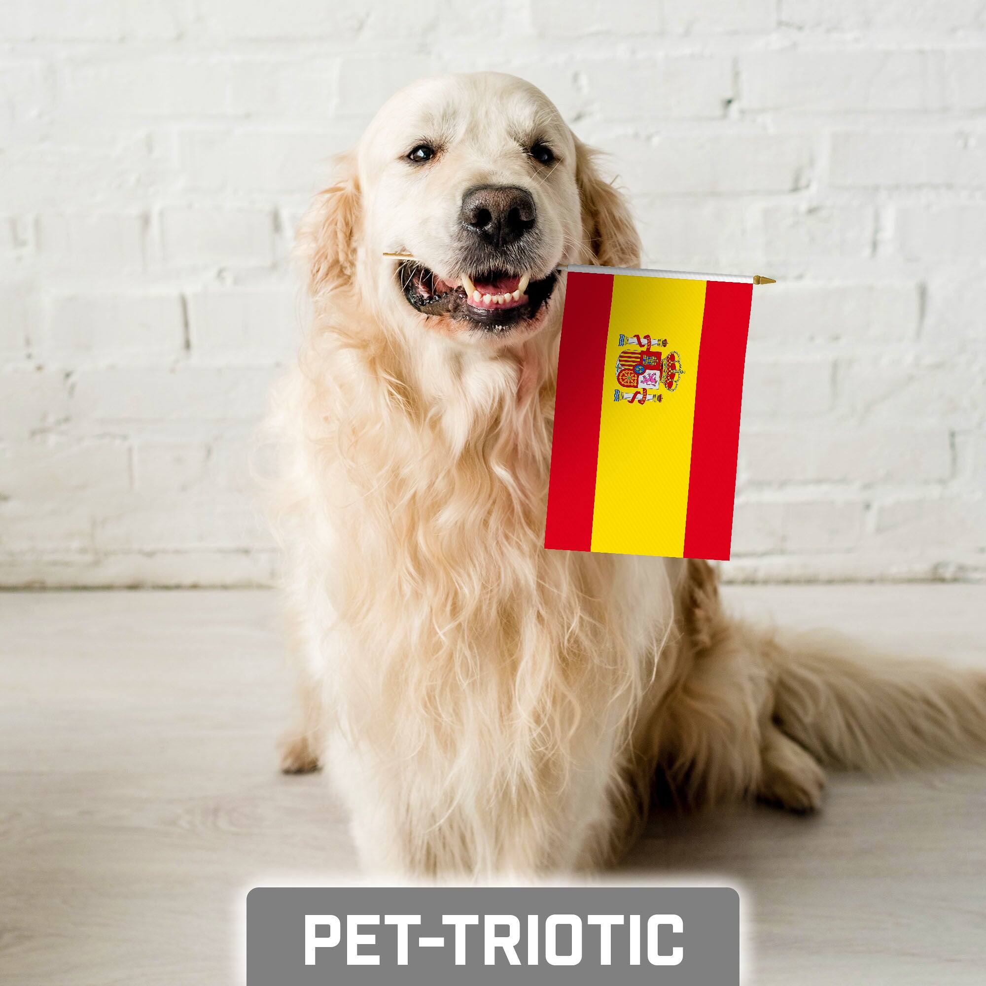Alt View 3. G128 - Handheld Spain Stick Flags 8x12 Inch Printed 150D Polyester 10 Pack - Red and Yellow.