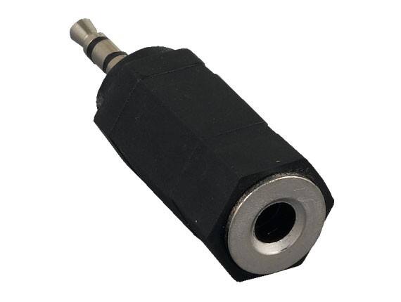 Angle. Cable Leader - 3.5mm to 2.5mm Stereo Adapter, 3-Pole Male to Female, Fully Molded - Black.