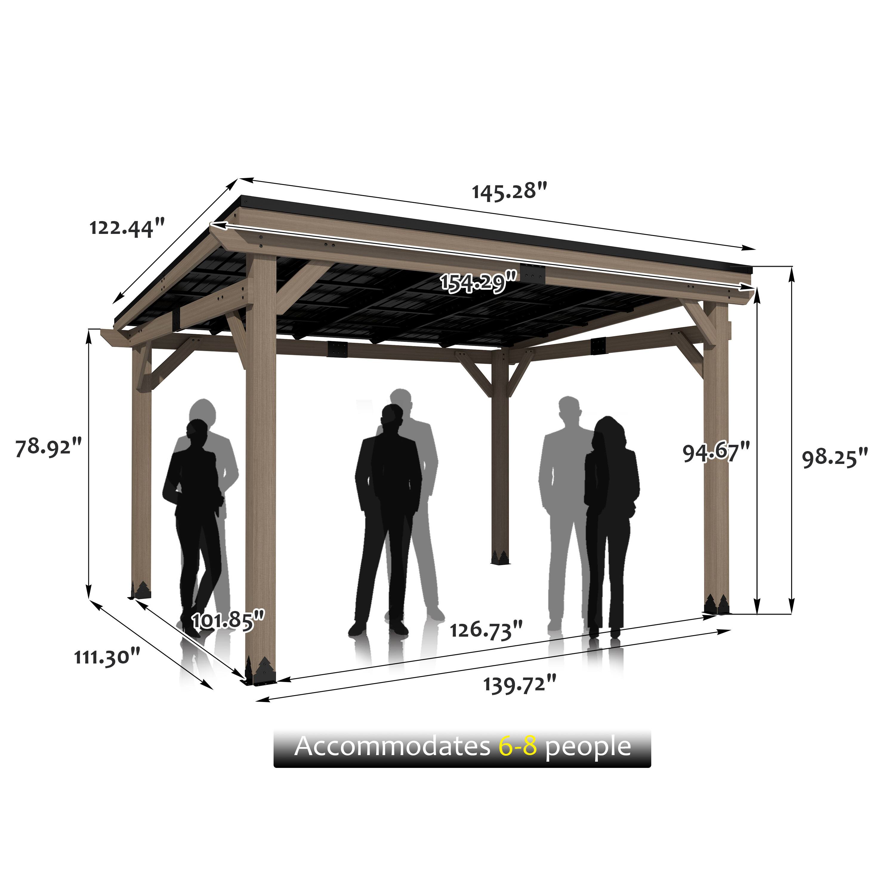 122.44"  
145.28"  
154.29"  
78.92"  
94.67"  
98.25"  
111.30"  
101.85"  
126.73"  
139.72"  

Accommodates 6-8 people