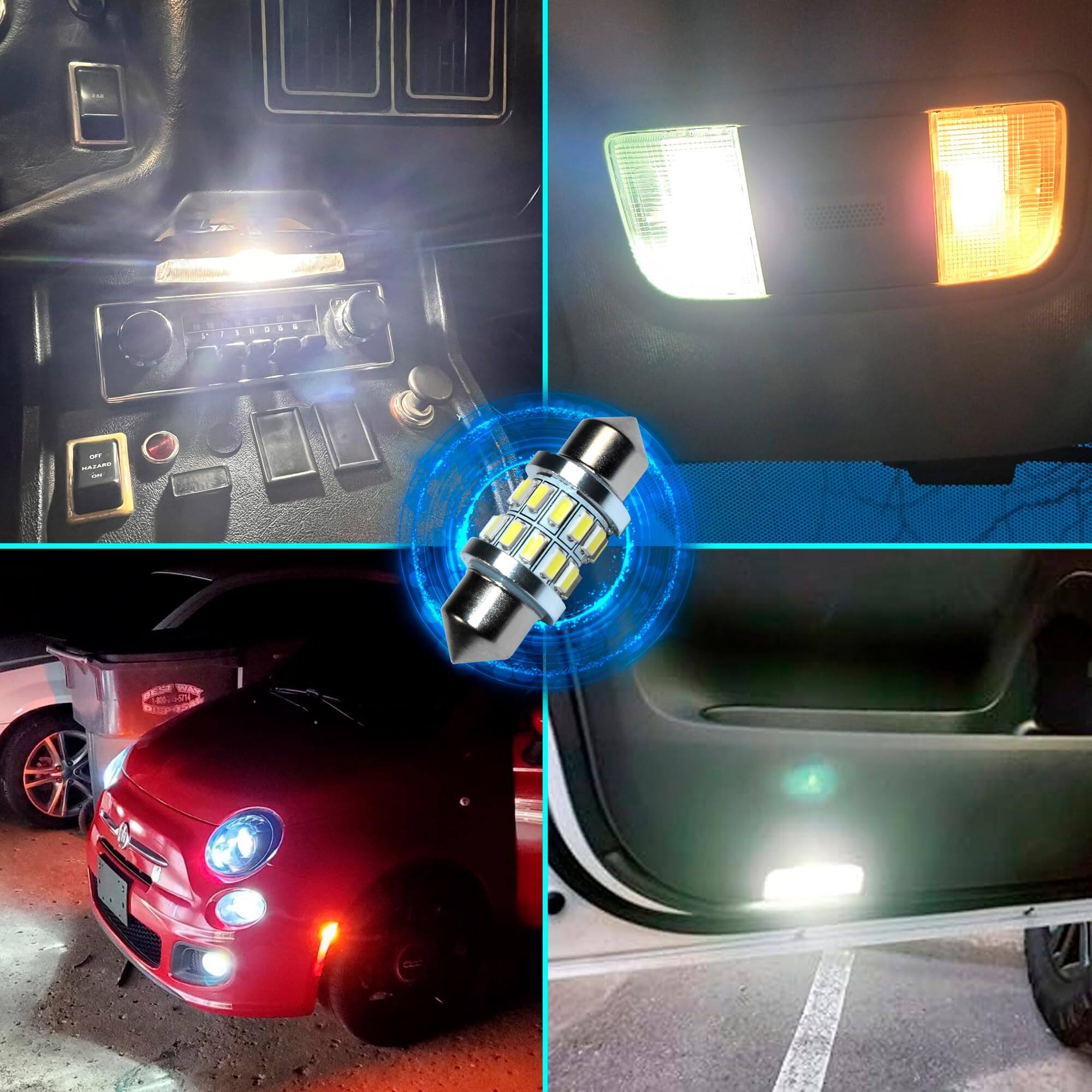 Alt View 3. HQRP - 31 mm Festoon LED Bulb 2-Pack 12 V DC Dome Map Trunk License Plate Replaces DE3175 DE3021.
