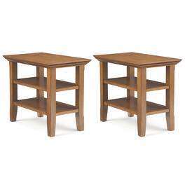 Simpli Home - Acadian 14 inch Solid Wood Transitional Narrow Side Table (Set of 2) - Light Golden Brown