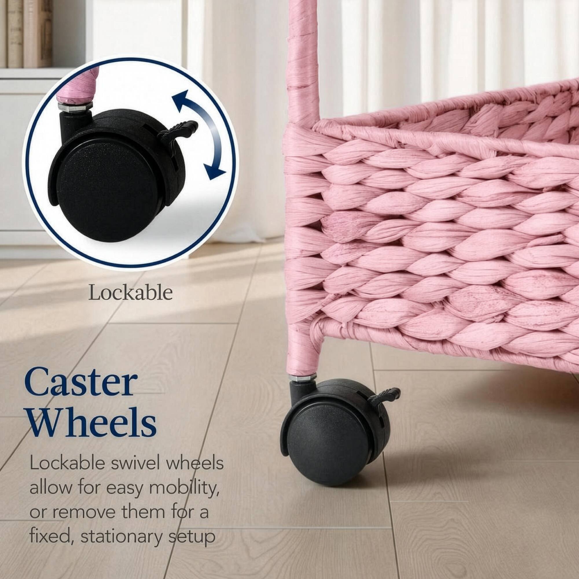 Lockable Caster Wheels

Lockable swivel wheels allow for easy mobility, or remove them for a fixed, stationary setup