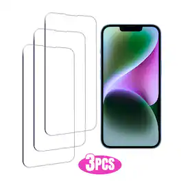 Qixxronics - 3x Tempered Glass Screen Protector for iPhone 14 (6.1-inch Screen Size) Case-Friendly HD Glass Film Protector Cover - Clear