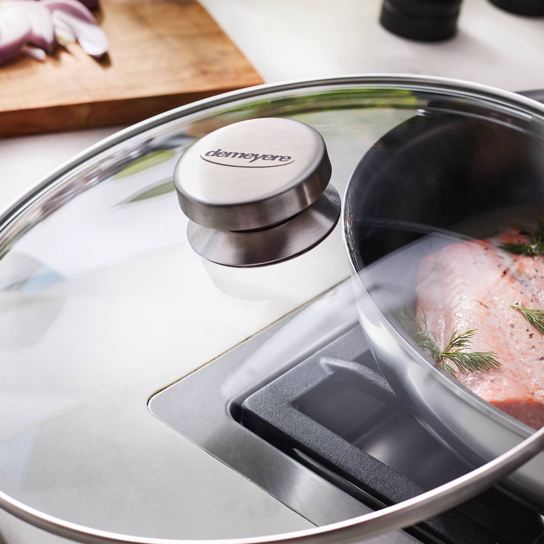 Alt View 3. Demeyere - Demeyere Industry 5, 11 Inch Fry Pan with Lid, 5 Ply Made in Belgium - Stainless Steel.