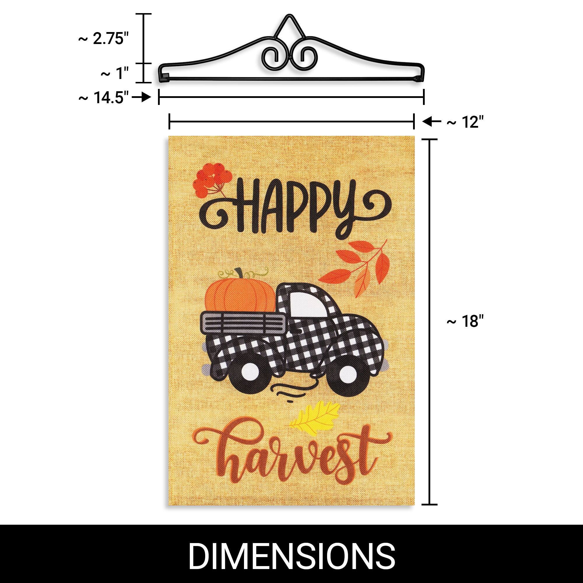 - ~ 2.75" 
- ~ 1" 
- ~ 14.5" 
- ~ 12" 
- ~ 18" 

HAPPY HARVEST

DIMENSIONS