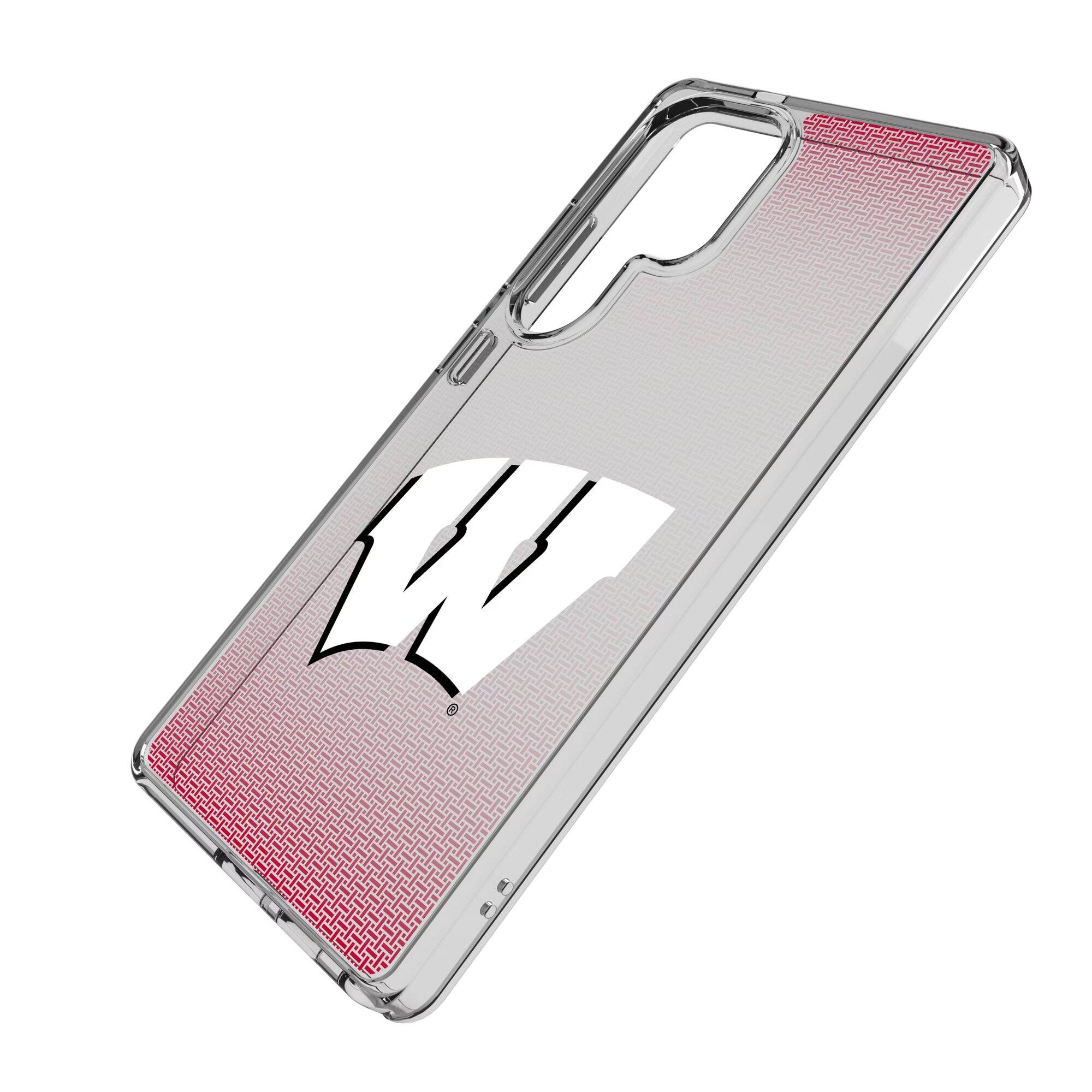 Alt View 1. Keyscaper - Wisconsin Badgers Linen Logo Galaxy Clear Case - S25 - Multicolor.