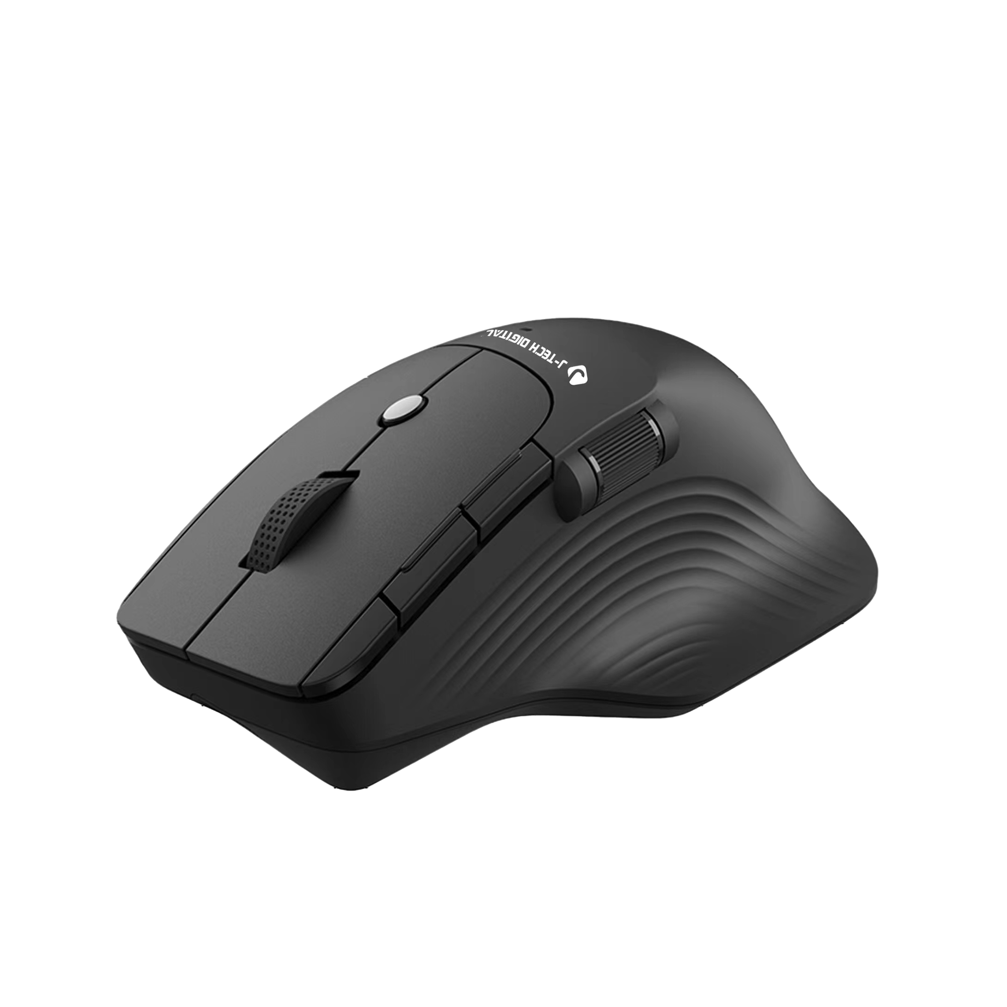 J-Tech Digital - Wireless Ergonomic Mouse with Adjustable DPI, Side Thumb Scroll Wheel, and Comfortable Palm Rest - Wireless - Black