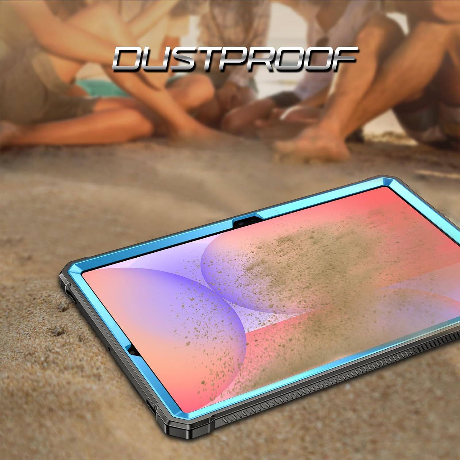 Alt View 5. Fintie - Shockproof Case for Samsung Galaxy Tab S10 Lite/S10 FE/S9 FE/S9, Tuatara Rugged Hybrid Cover, Built-in Screen Protector - Blue.