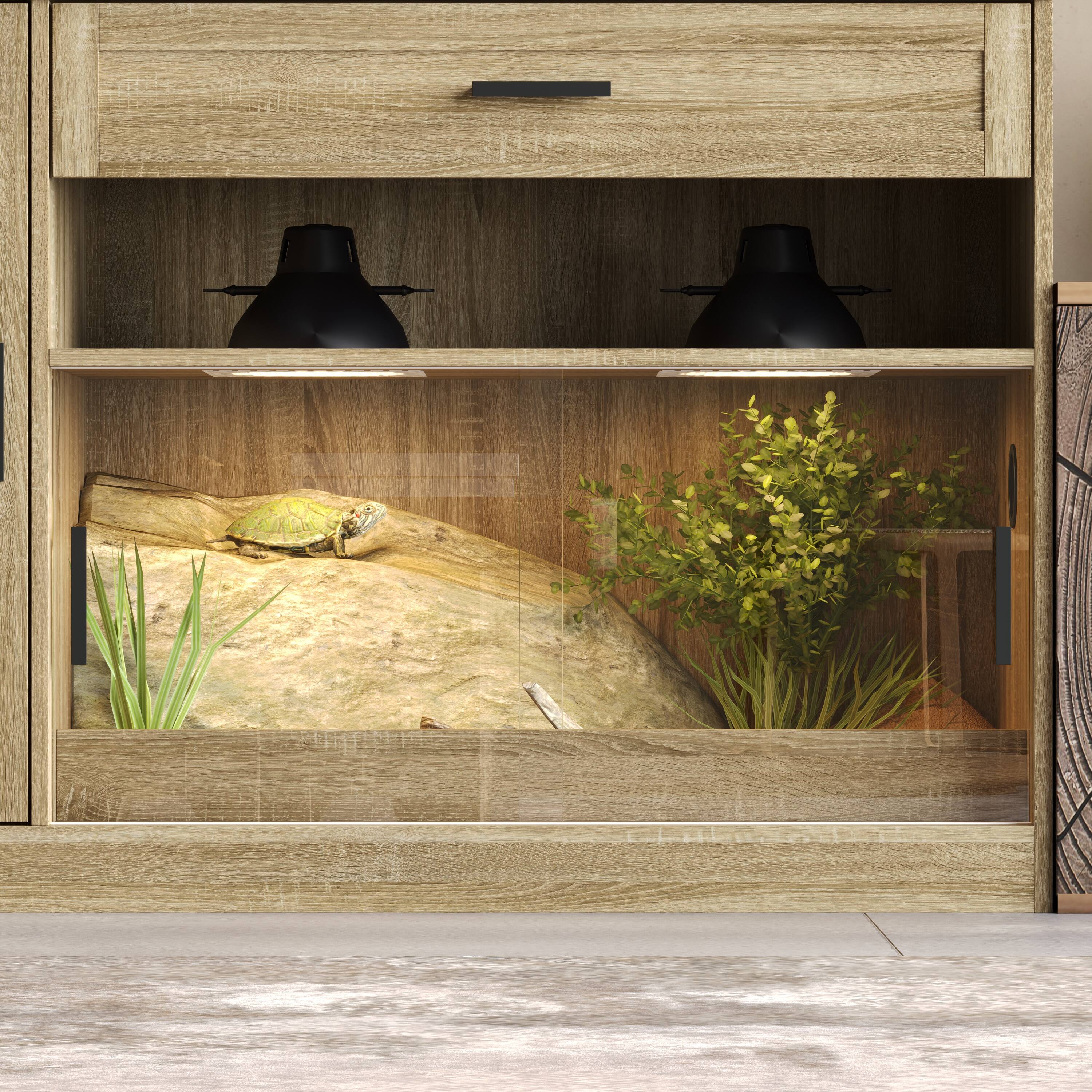 Alt View 9. FUFU & GAGA - Multi-Level Reptile Habitat Cabinet – Versatile Terrarium with Twin Eco-Zones for Lizards Hamsters & Small Pets.