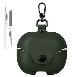 Dteck - Slim Faux Leather Earbuds Case for Samsung Galaxy Buds 3/3 Pro/3 FE) with Keychain,Business Dustproof Earphone Cover - Green