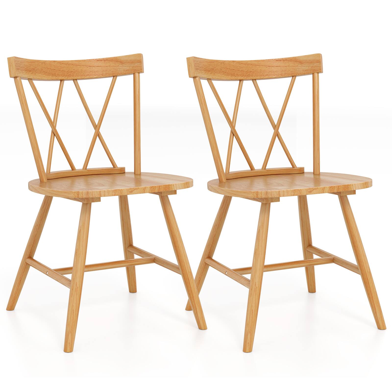 Alt View 6. Costway - Dining Chairs Set of 2 Farmhouse Kitchen Chair with Rubber Wood Frame - Natural.