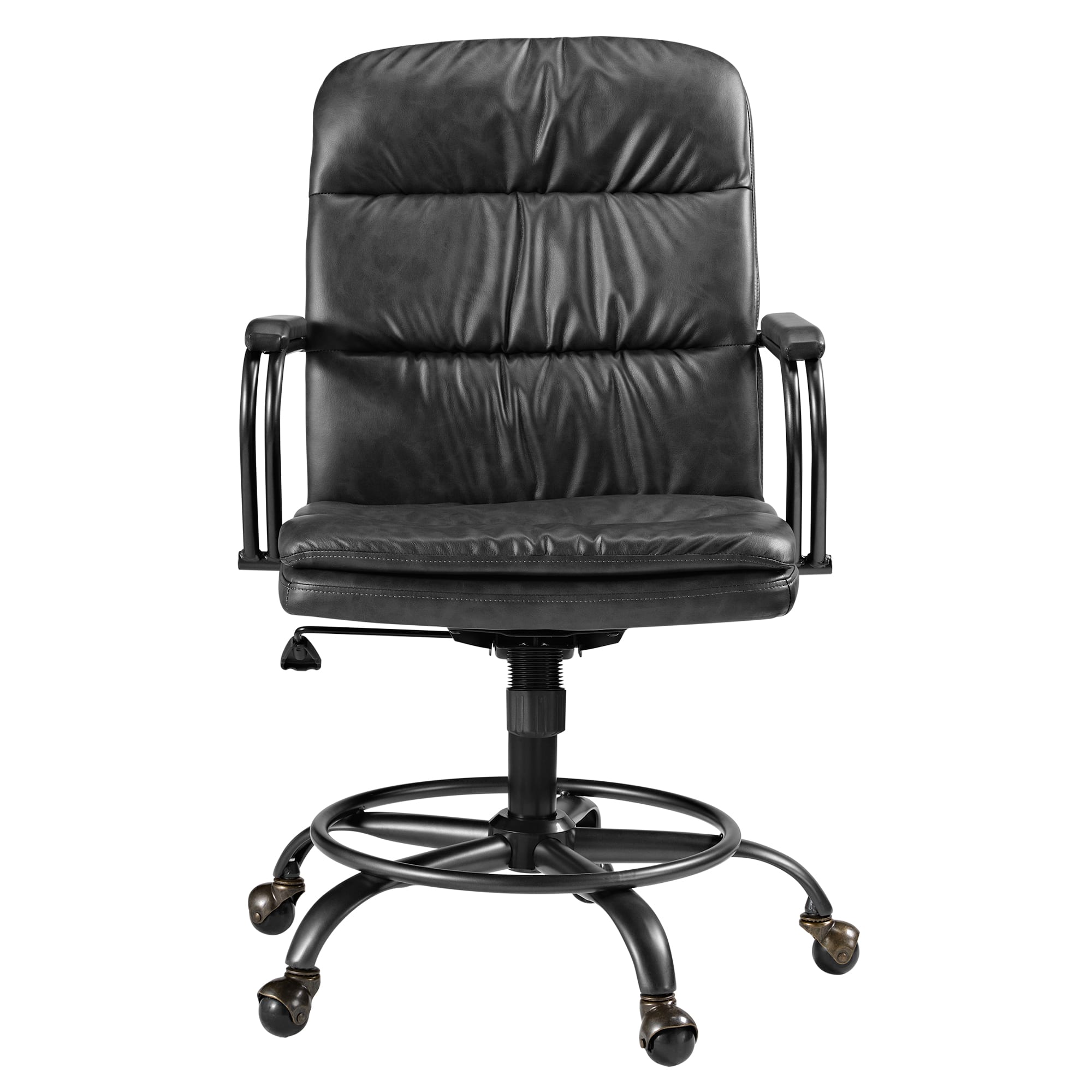 Front. Eureka Ergonomic - PU Leather Home Office Chair Ergonomic Desk Chair - Grey.