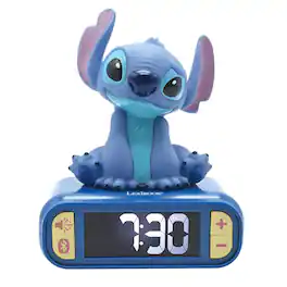 Lexibook - Digital alarm clock with 3D Stitch night light. Bluetooth speaker and sound effects - Blue