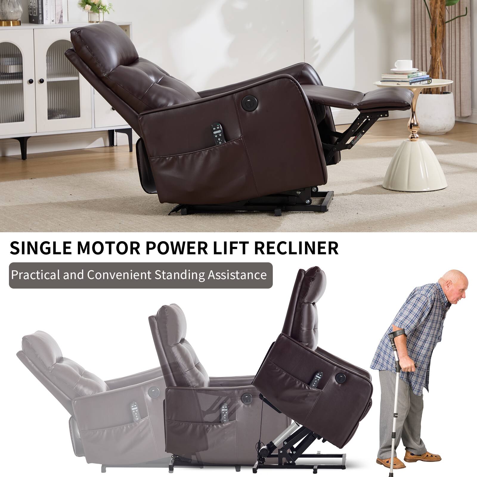 SINGLE MOTOR POWER LIFT RECLINER  
Practical and Convenient Standing Assistance
