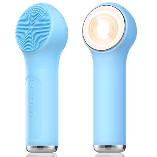 Vulpecula Spade - Silicone Facial Cleansing Brush, Portable Electric Face Scrubber with Heat and Vibration, 3 Modes Adjustable, Waterproof