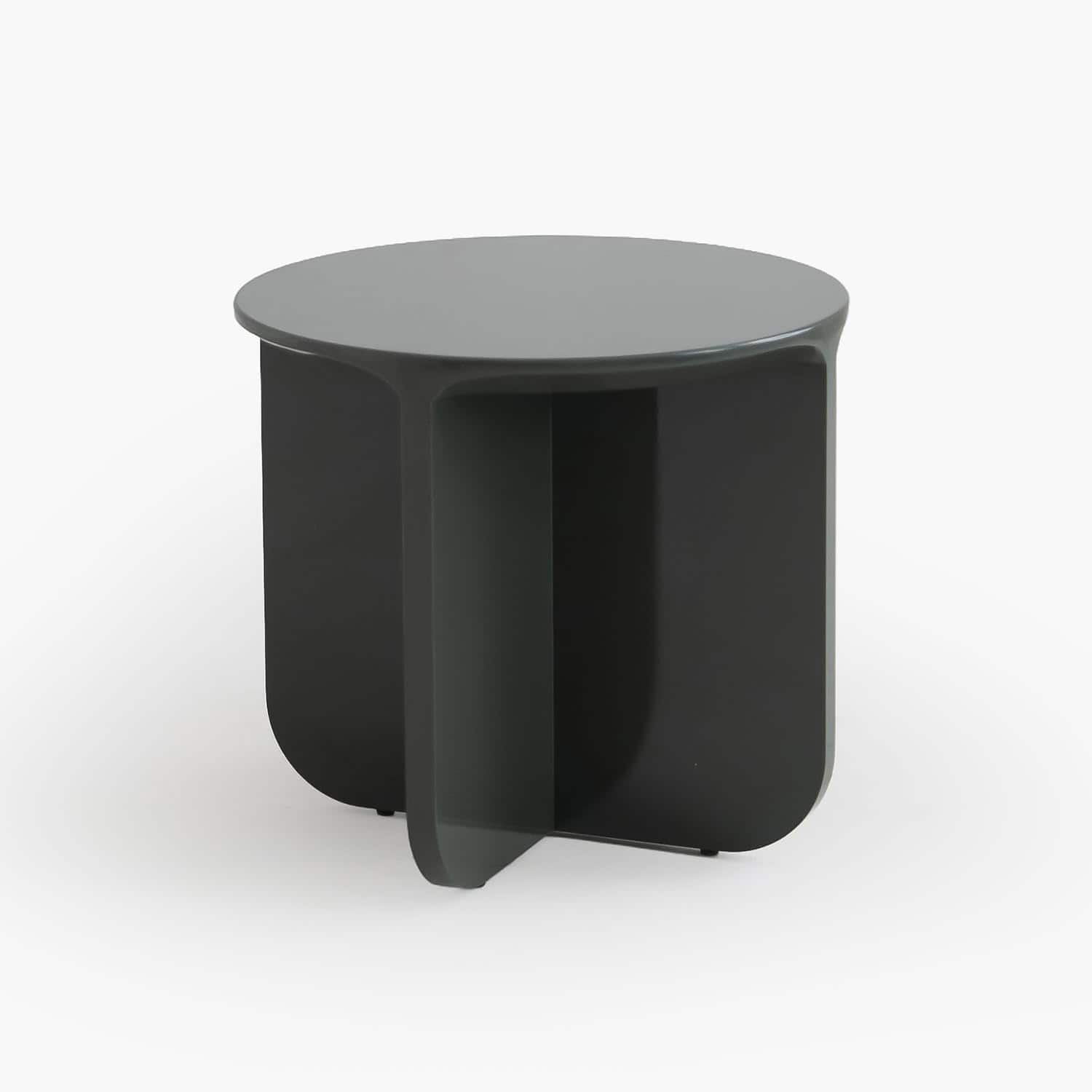 Acanva - Modern Small Round End Table, Living Room Bedroom Office Sofa Side Tables, Furniture Decor - Gloss olive green