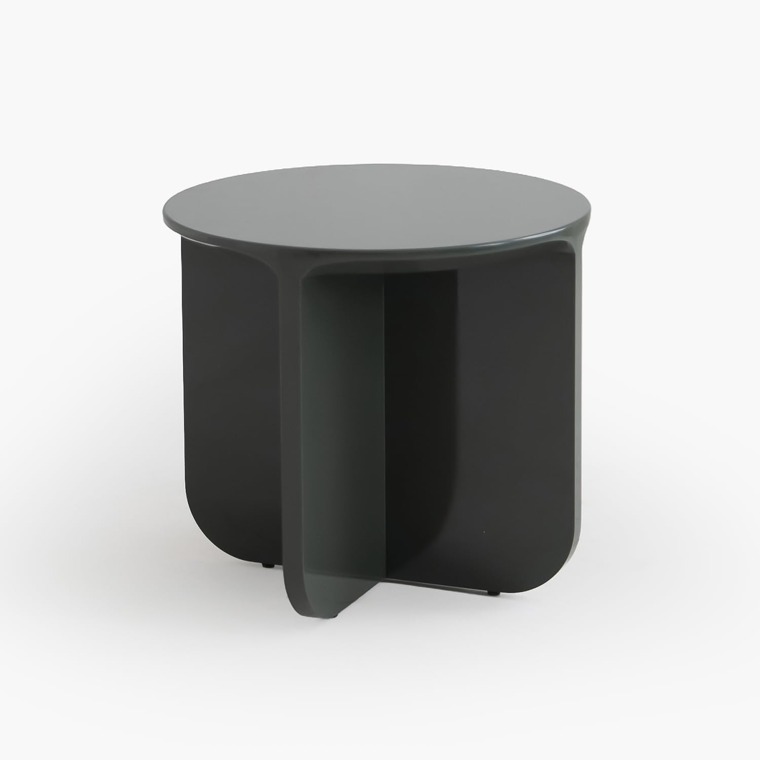 Front. Acanva - Modern Small Round End Table, Living Room Bedroom Office Sofa Side Tables, Furniture Decor - Gloss olive green.