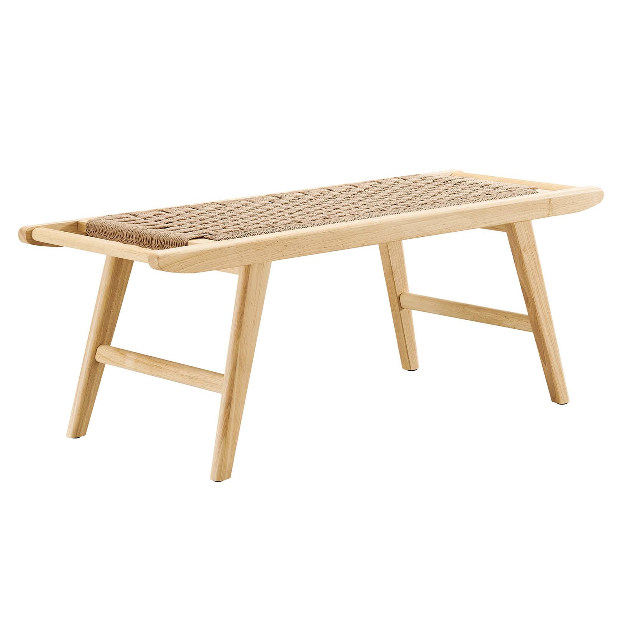 Angle. Modway - Saoirse 47" Wove Rope Wood Bench by Modway - Natural Natural.