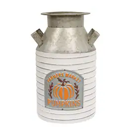 BreeBe - Distressed Ribbed Metal Farmers Market Pumpkins Milk Can - Multicolor