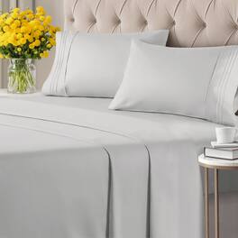 CGK Linens - Ultra Soft Solid 6 Piece Sheet Set - Comfortable Bed Sheets & Extra Pillowcases - Twin XL - Light Gray