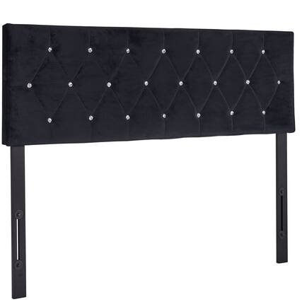 Front. Vecelo - Adjustable Velvet King Headboard with Diamond Tufting, Upholstered Modern Headboard for King Size Bed, Metal Legs - Black.
