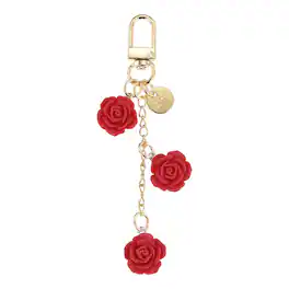 Unique Bargains - Rose Flower Beaded Key Chains Mini Rose Pendant Keyrings Elegant Car Keychains for Women Purse Handbag Bag Keys - Red