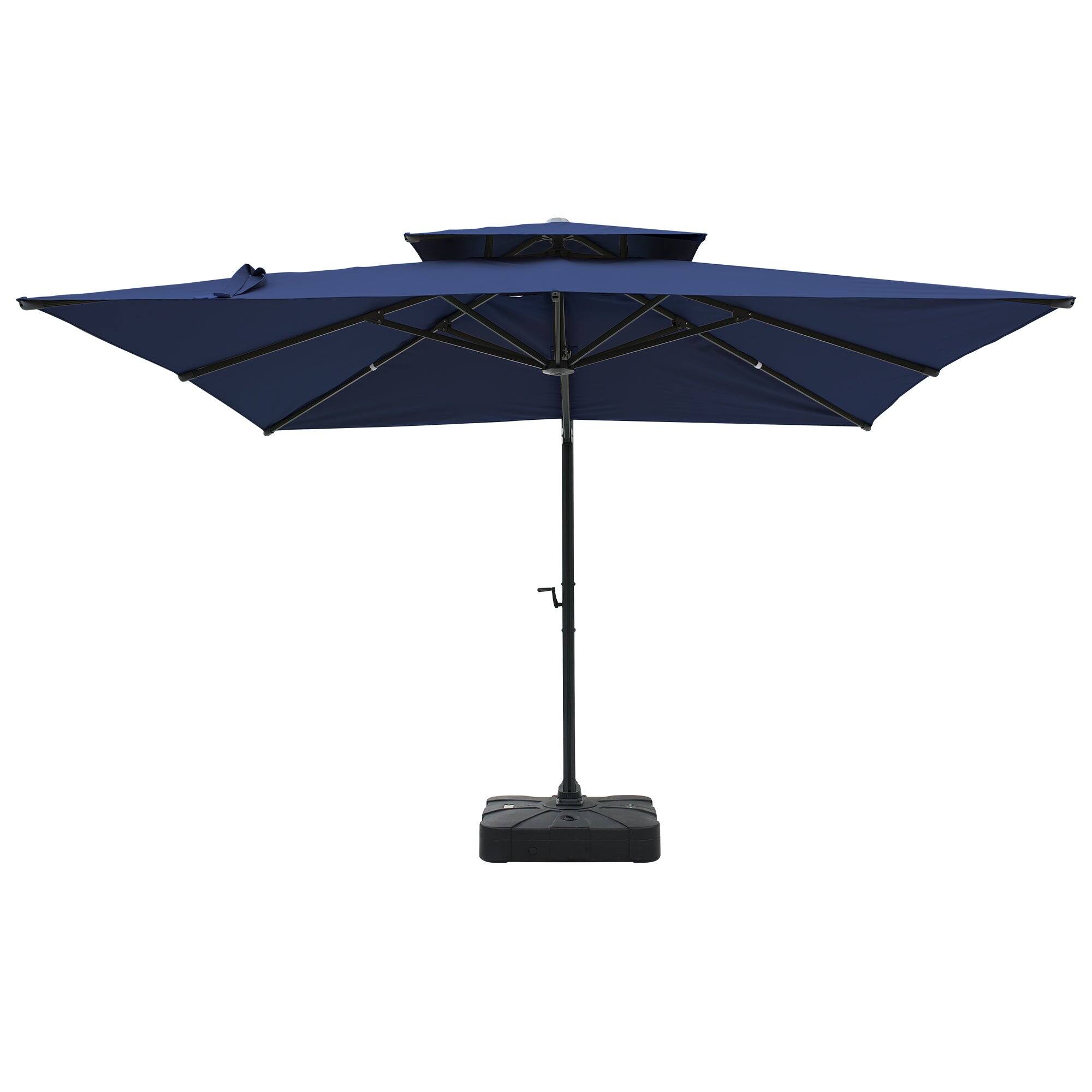Angle. Mondawe - 10x10ft Cantilever Patio Umbrella with DIY Drape Hook and Base - Navy.