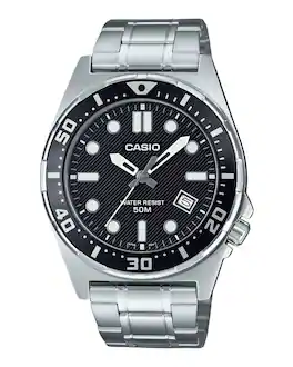 Casio - Standard Analog Stainless Steel Dial Quartz MTD-135D-1AV Men's Watch - Black