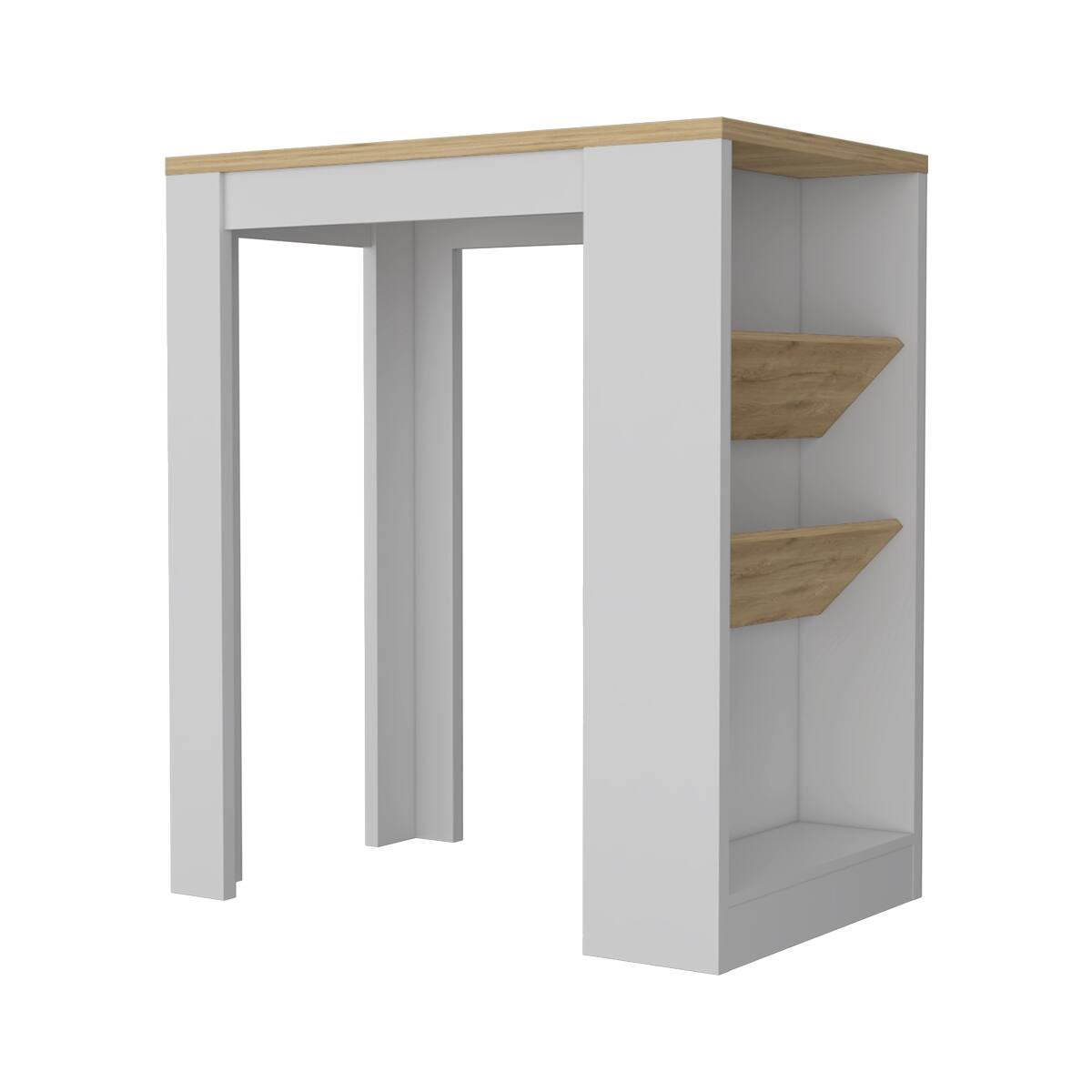 Angle. Loheer - Loheer White and Macadamia Kitchen Island Wine Storage Pedestal - White.