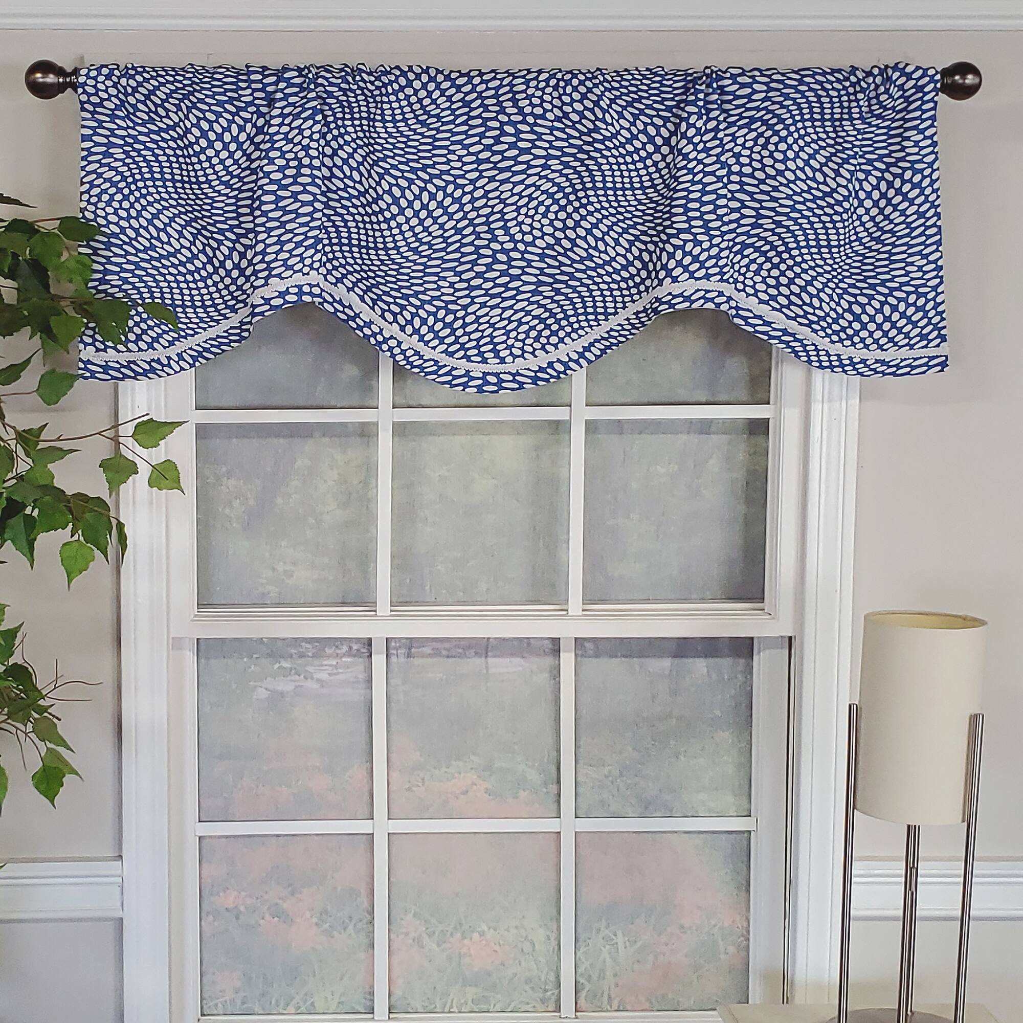 Angle. RLF Home - RLF Home Arvana Cornice Style All Season 3" Rod Pocket Valance 50" x 17" Blue - Blue.