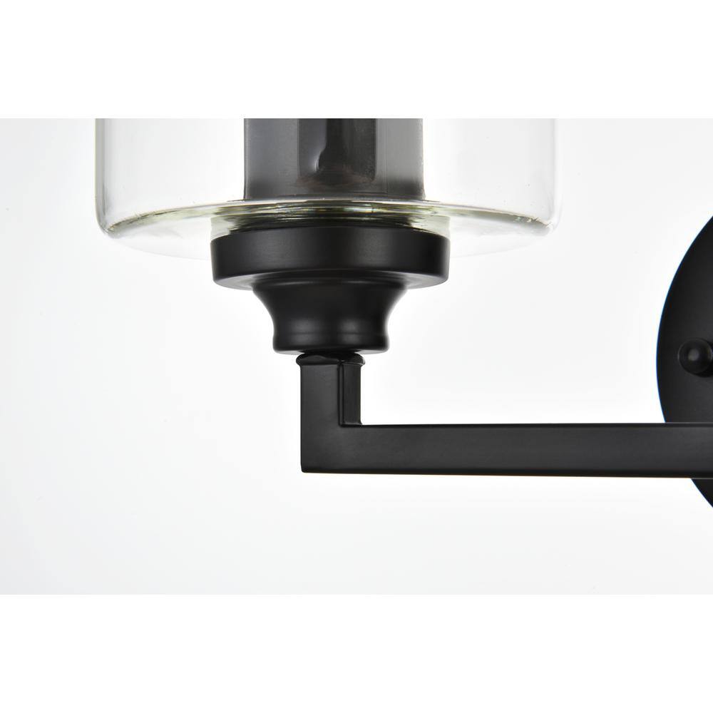 Angle. Living District - Mayson 2 light Black and Clear Bath Sconce - Black And Clear.
