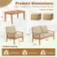 Product Dimensions:

* Box 1: 18"
* Box 2: 31.5"

Weight Capacity:

* Coffee Table: 165 LBS
* Each Chair: 800 LBS
* Loveseat: 800 LBS