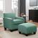 Alt View Zoom 12. Handy Living - Leonardo Transitional Velvet Arm Chair and Ottoman - Turquoise Blue.