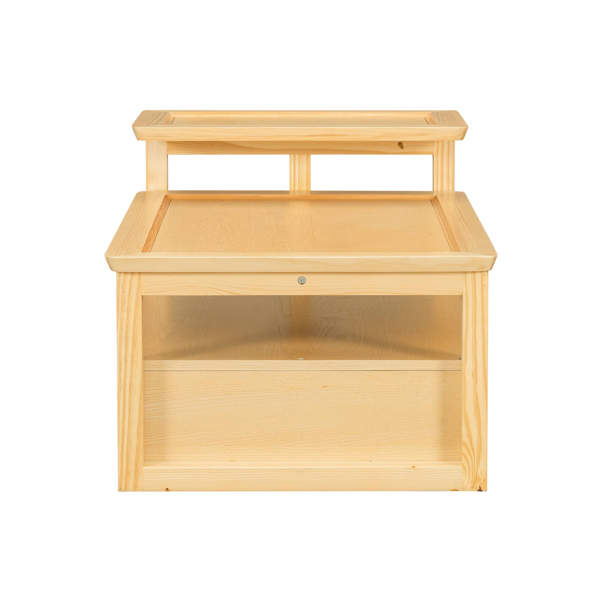 Alt View 7. Bestier - Modern Coffee Table with 1 Storage Shelf 2 Tabletops and 1 Rattan Drawer Perfect for Living Room Decoration - Natural.