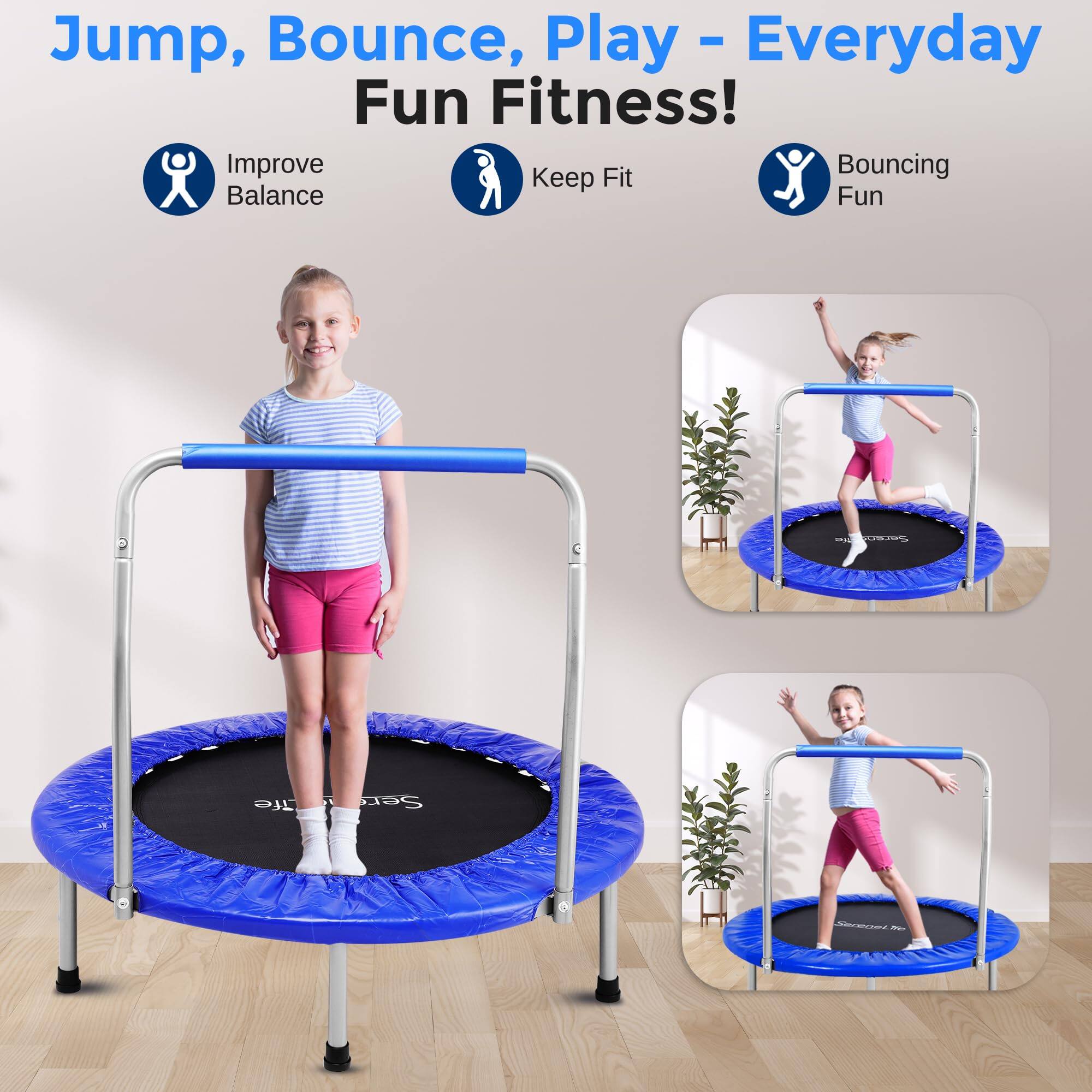 Jump, Bounce, Play - Everyday Fun Fitness!  
Improve Balance  
Keep Fit  
Bouncing Fun