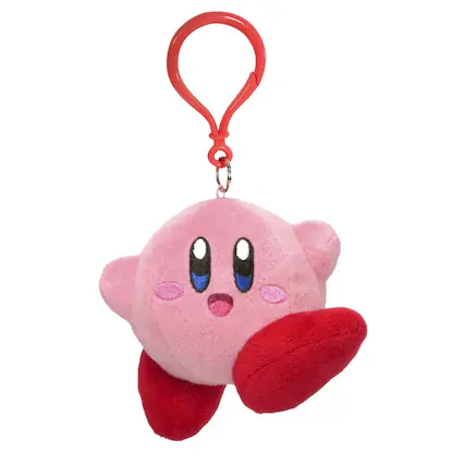 Front. Little Buddy - Kirby Nintendo 3.5 Inch Dangler Plush - Jumping Kirby - Pink.