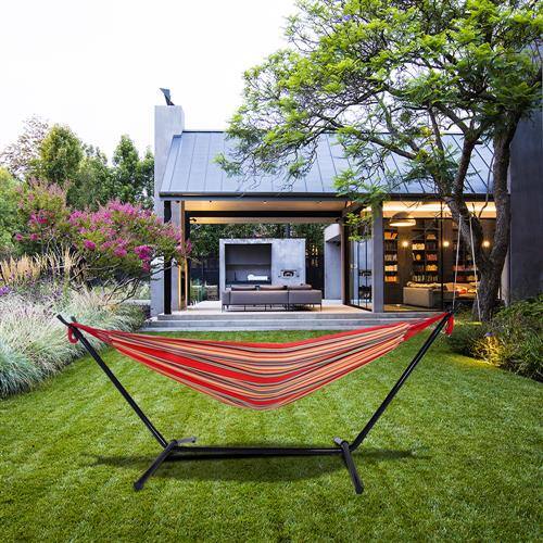 Alt View 7. Winado - Hammock Set 9 FT Heavy Duty with Steel Stand, Portable Carrying Bag for Garden Indoor Outdoor Patio Deck Yard Beach - Red Stripes.