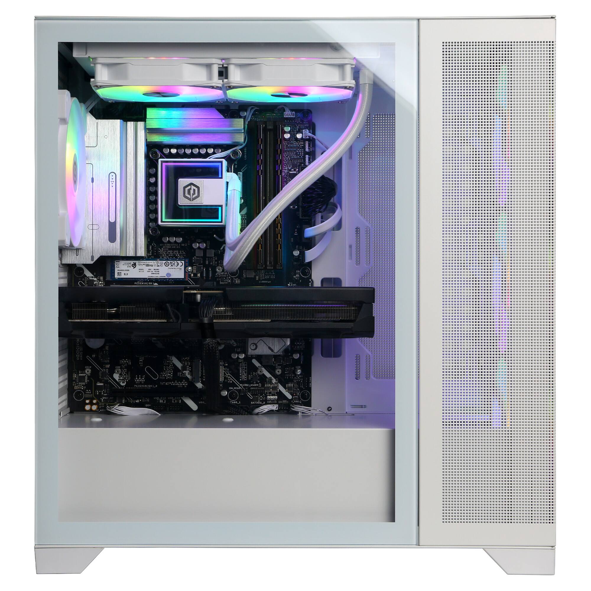 Alt View 5. CyberPowerPC - Gaming Desktop - Intel Core Ultra 9 285 - NVIDIA GeForce RTX 5070 Ti 16GB - 64GB DDR5 - 4TB PCIe 4.0 SSD - White.