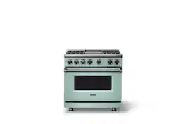 Viking - 36 in. Wide 4 Burner Dual Fuel Sealed Burner Range with Griddle-LP - Splash