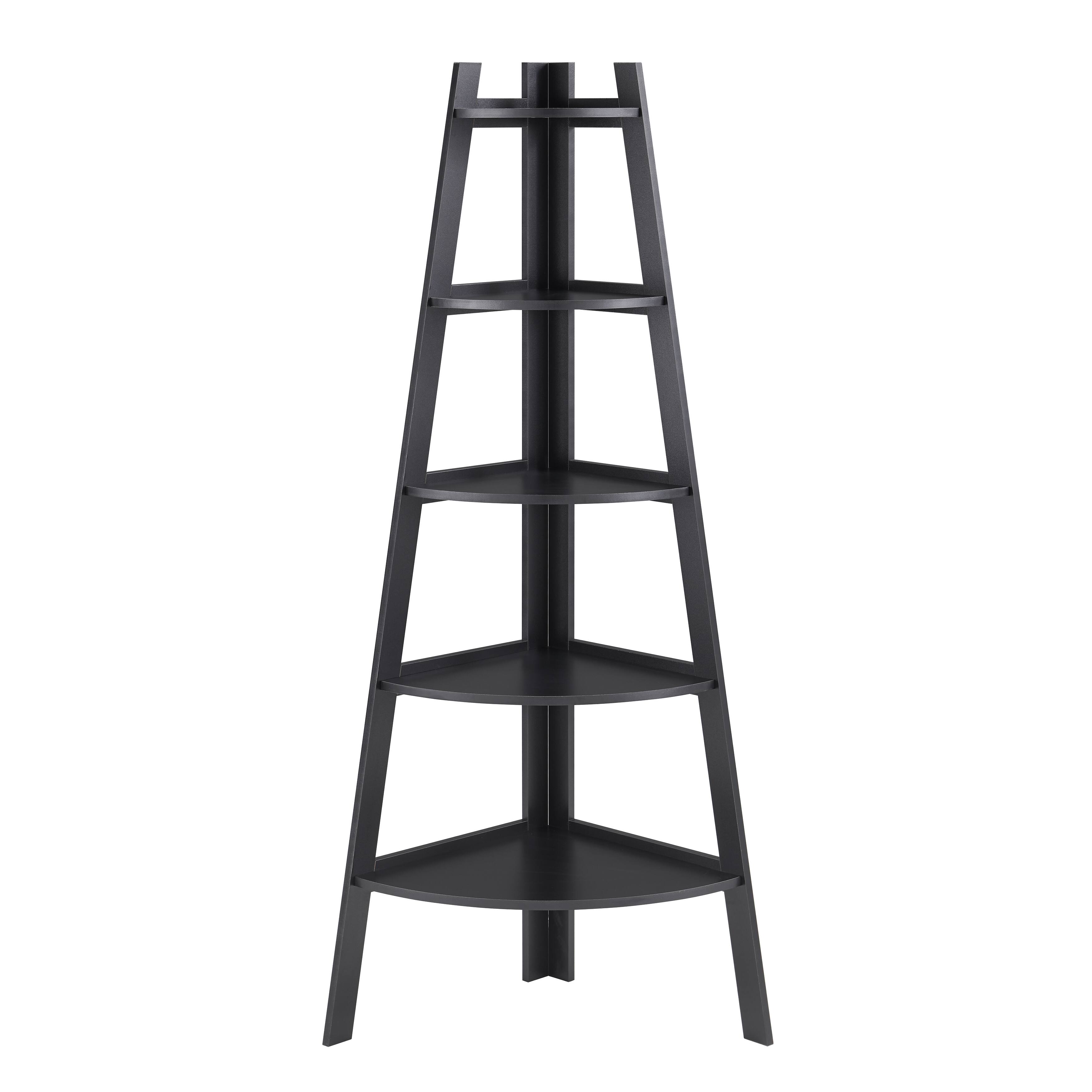 Danya B - 5-Tier Pyramid Corner Display Shelves - Black