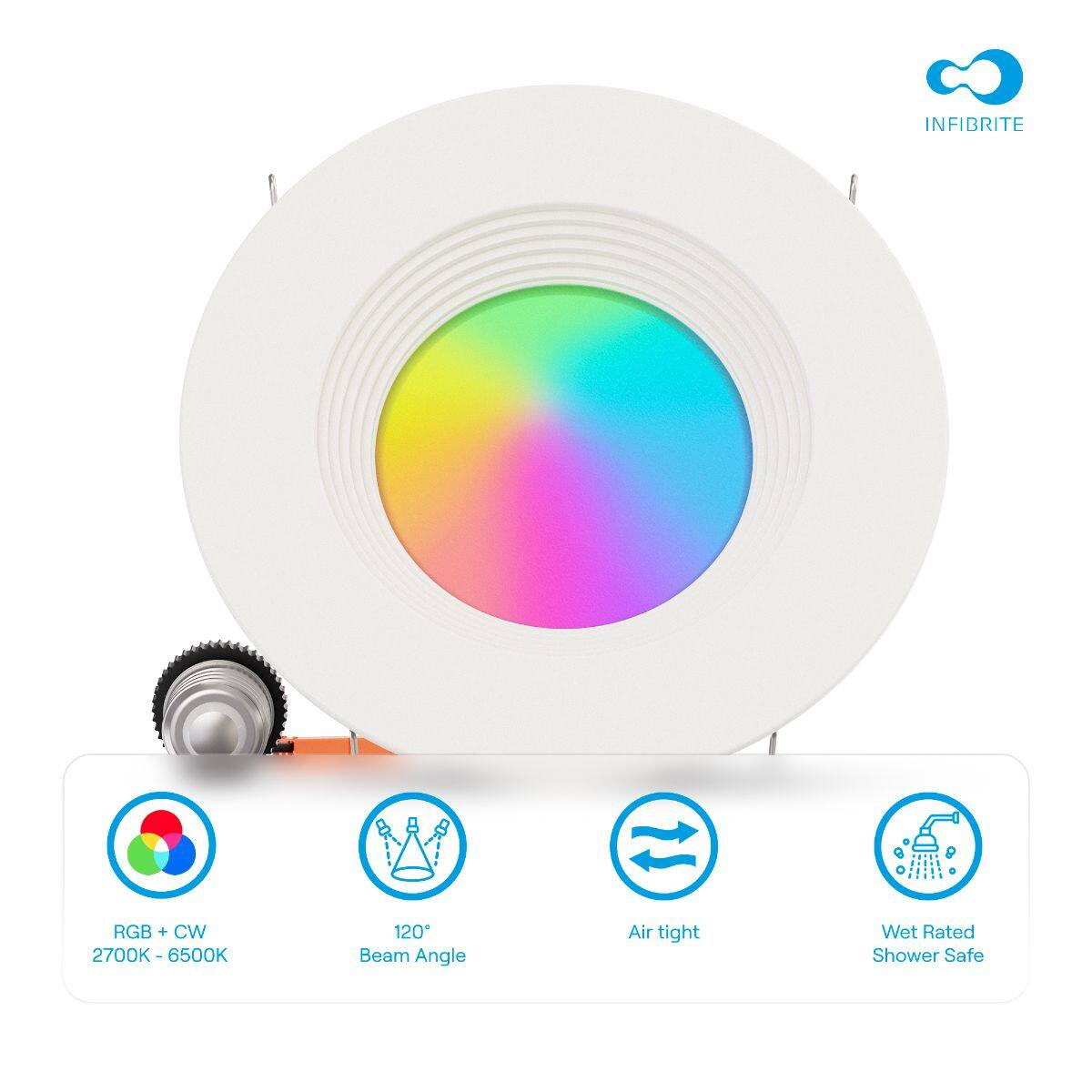 INFIBRITE RGB + CW  
2700K - 6500K  
120° Beam Angle  
Air tight  
Wet Rated Shower Safe