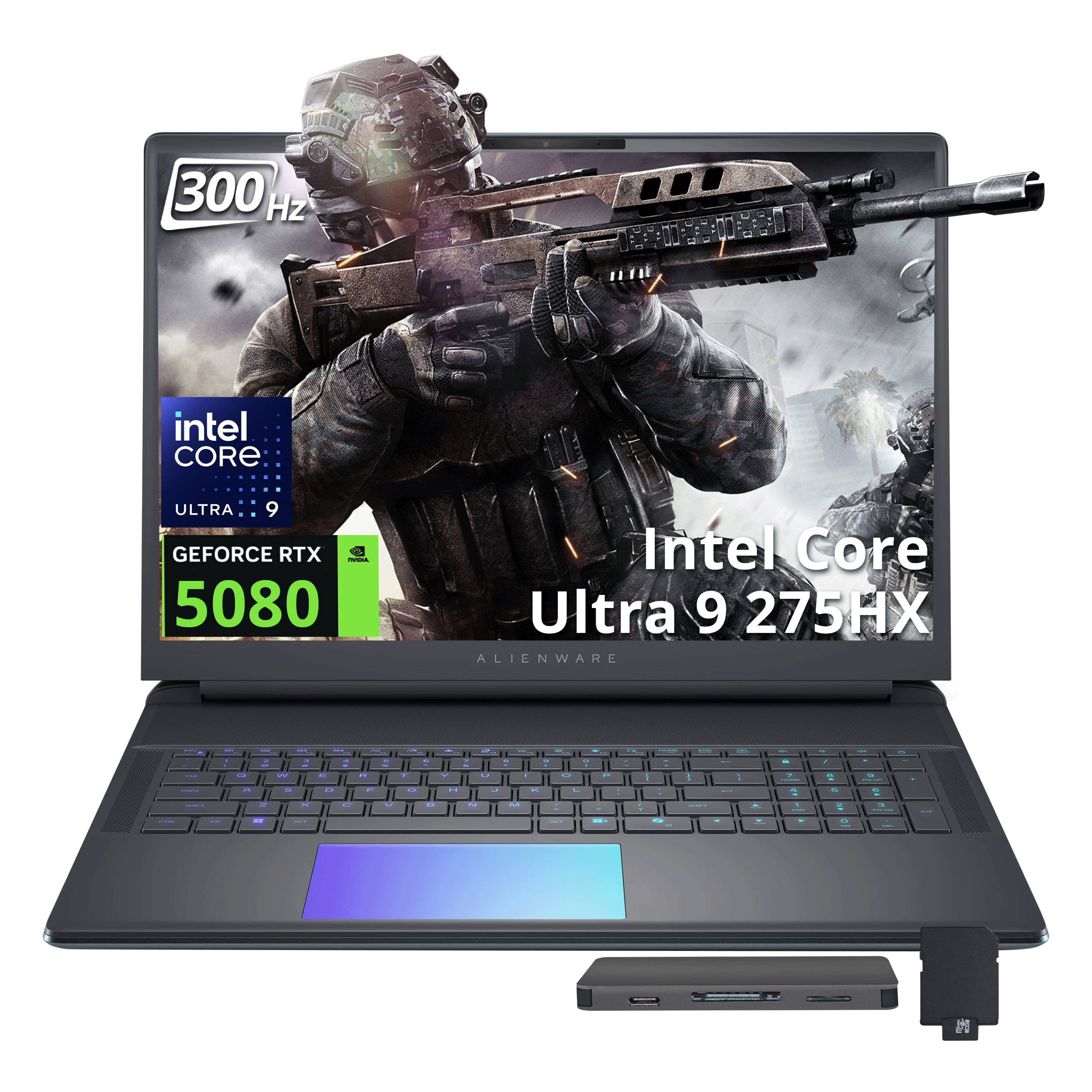 Dell - Upgraded - Alienware 18 18" Gaming Laptop,Intel Ultra 9 275HX,GeForce RTX 5080,32GB DDR5,2TB SSD+1TB Dock Set,Win 11 Pro - Teal