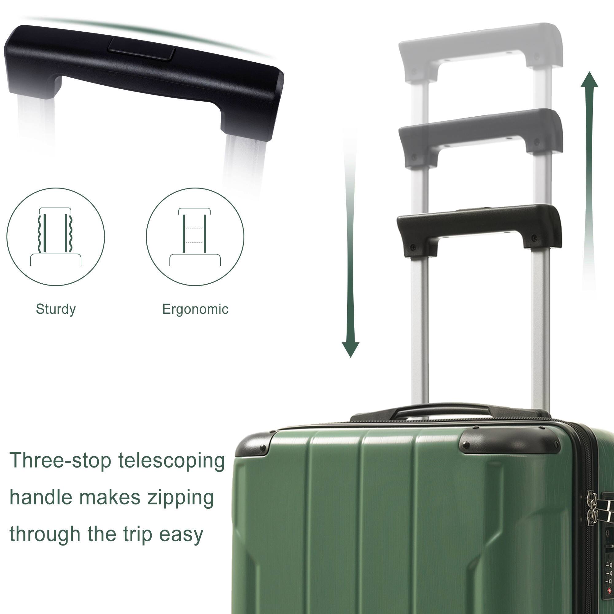 Sturdy Ergonomic Three-stop telescoping handle makes zipping through the trip easy

Sturdy  
Ergonomic  

Three-stop telescoping handle makes zipping through the trip easy